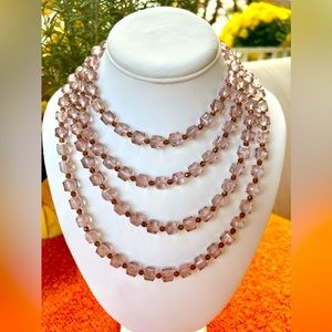 Tarina Tarantino Four Row Lucite Cube Necklace with Swarovski Crystal in Coffee